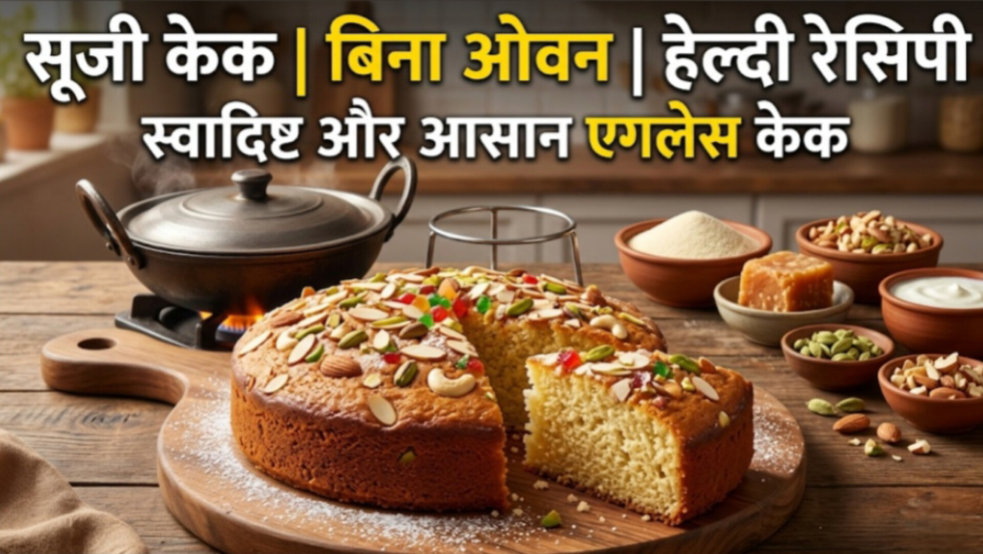 Eggless suji cake recipe